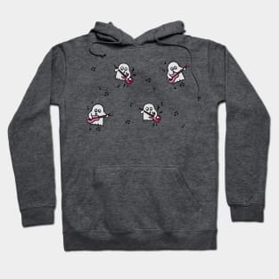 Cute cartoon ghosts playing pink guitars funny silly pattern digital illustration Hoodie